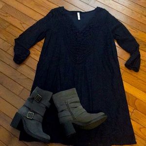 Beautiful Navy Lace Overlay Dress